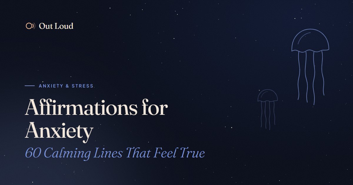 Dark blue night with soft stars and the words: affirmations for anxiety