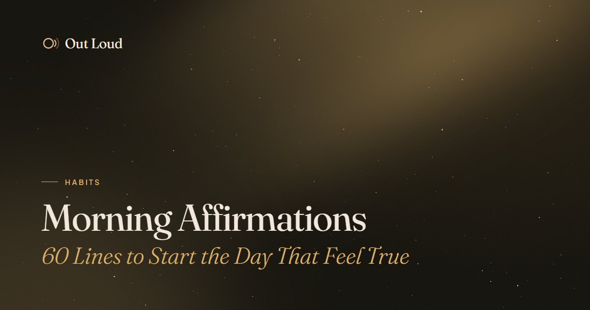 A dark starry sky with a soft golden glow and the words: morning affirmations